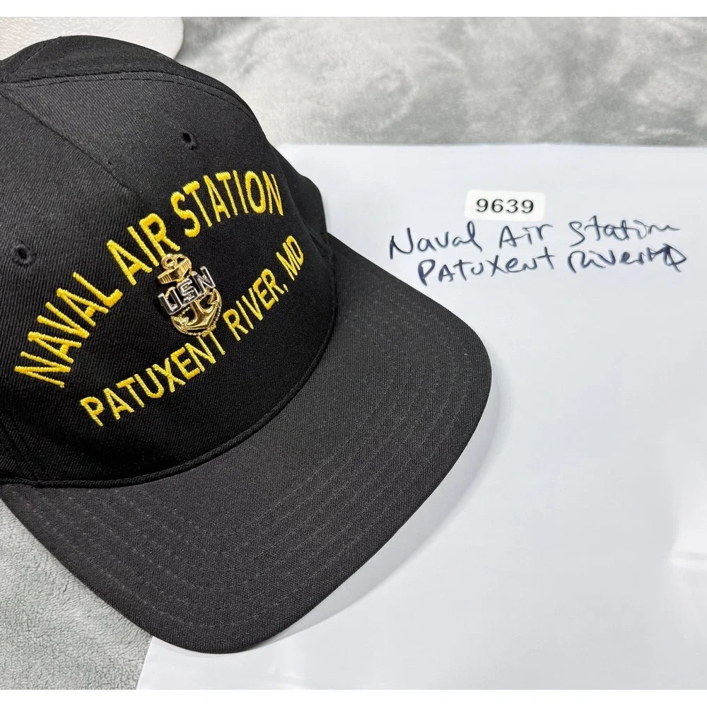Naval Air Station Patuxent River L  MD Hat Snapback Black USN Anchor Pin